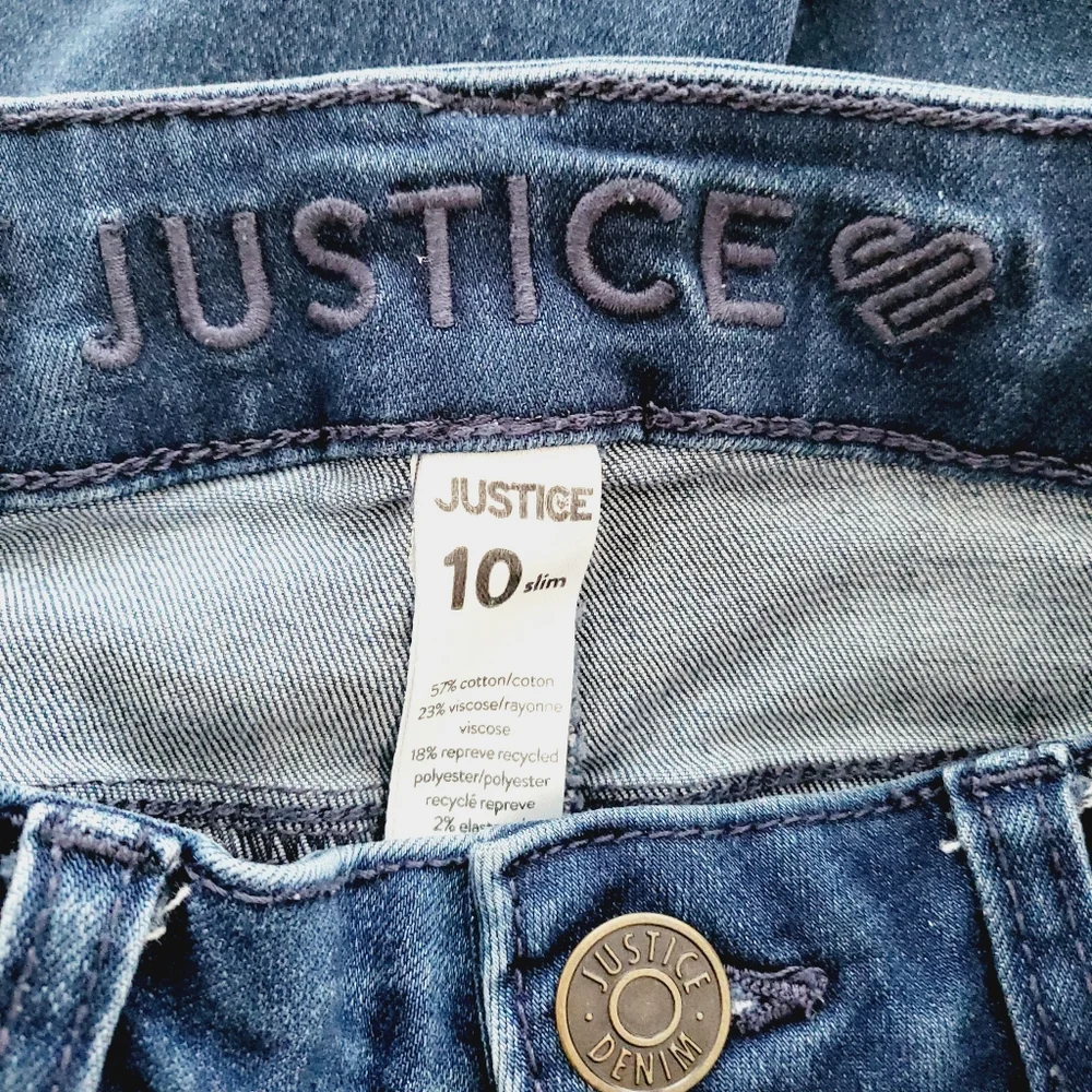 3/$25 Justice girlfriend distressed skinny jeans